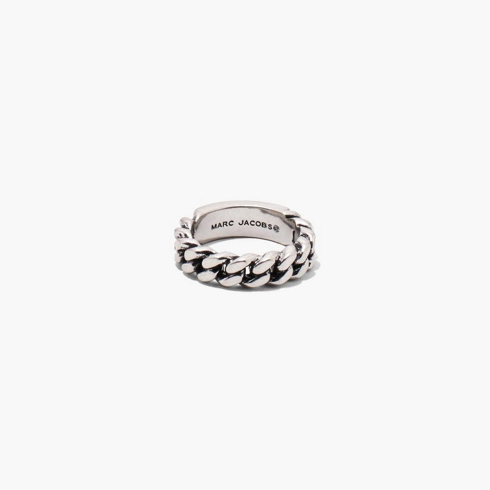 Anillos Marc Jacobs Barcode Monogram ID Chain Mujer Plateadas | XAUR-71359