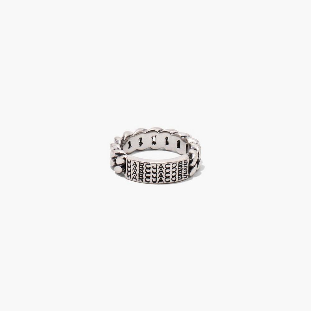 Anillos Marc Jacobs Barcode Monogram ID Chain Mujer Plateadas | XAUR-71359