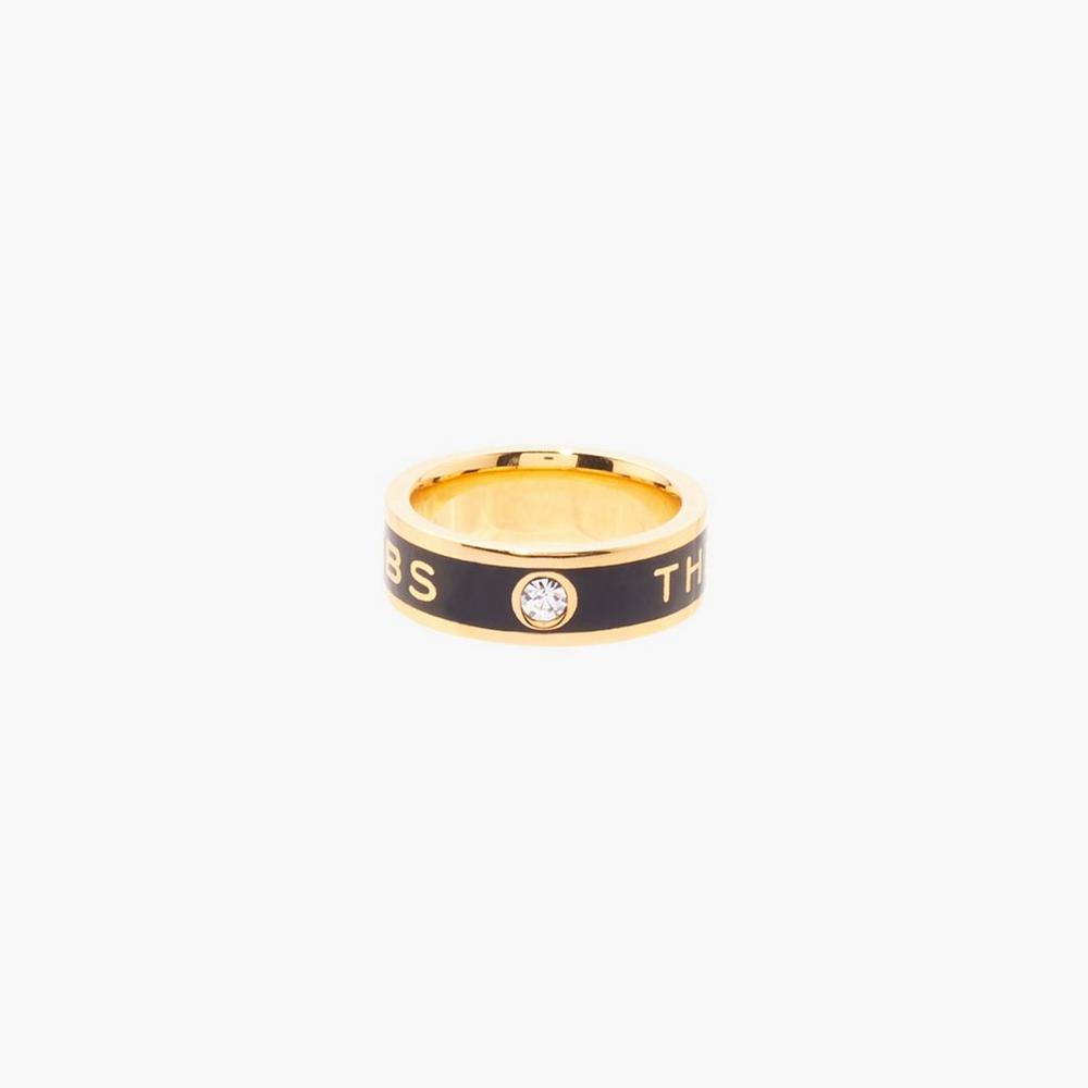 Anillos Marc Jacobs Medallion Mujer Negras Doradas | GQUP-52634