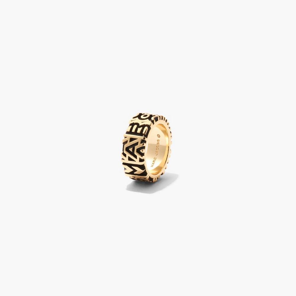 Anillos Marc Jacobs Monogram Engraved Mujer Doradas | EURA-06814