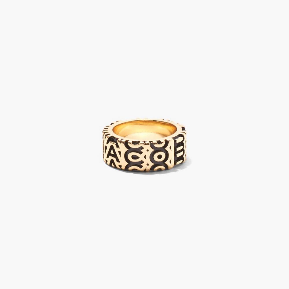 Anillos Marc Jacobs Monogram Engraved Mujer Doradas | EURA-06814