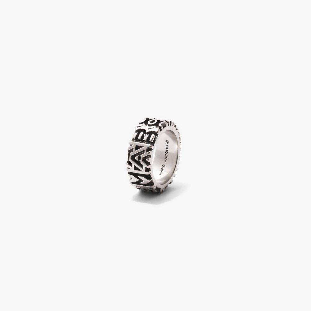 Anillos Marc Jacobs Monogram Engraved Mujer Plateadas | SPKQ-25861