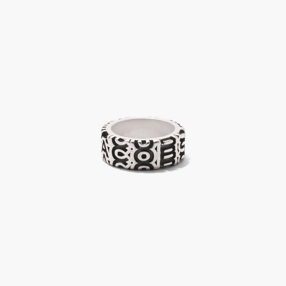 Anillos Marc Jacobs Monogram Engraved Mujer Plateadas | SPKQ-25861