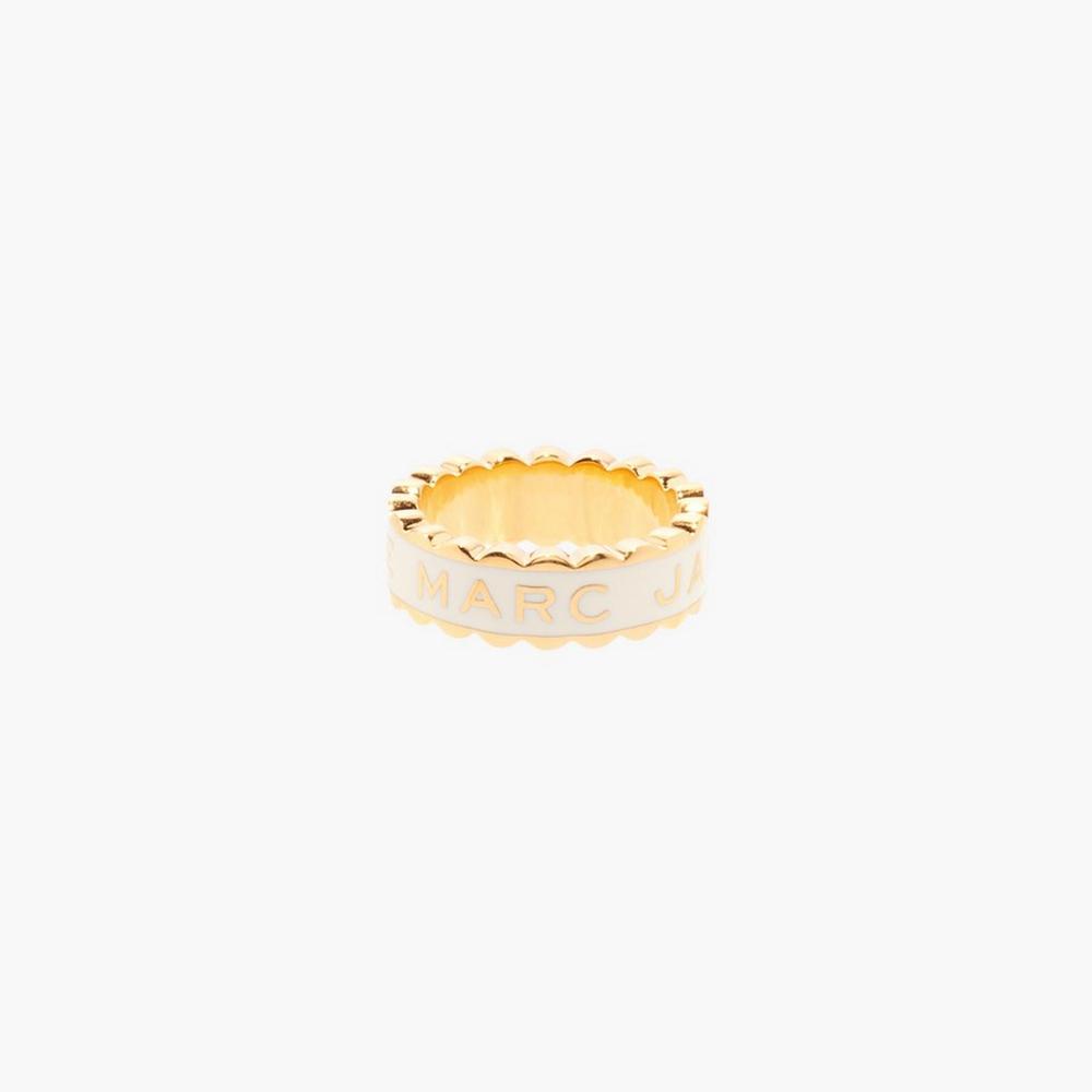 Anillos Marc Jacobs Scallop Medallion Mujer Creme Doradas | ELFZ-24013