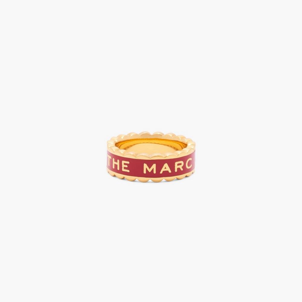 Anillos Marc Jacobs Scallop Medallion Mujer Rojas Doradas | TBHW-63715