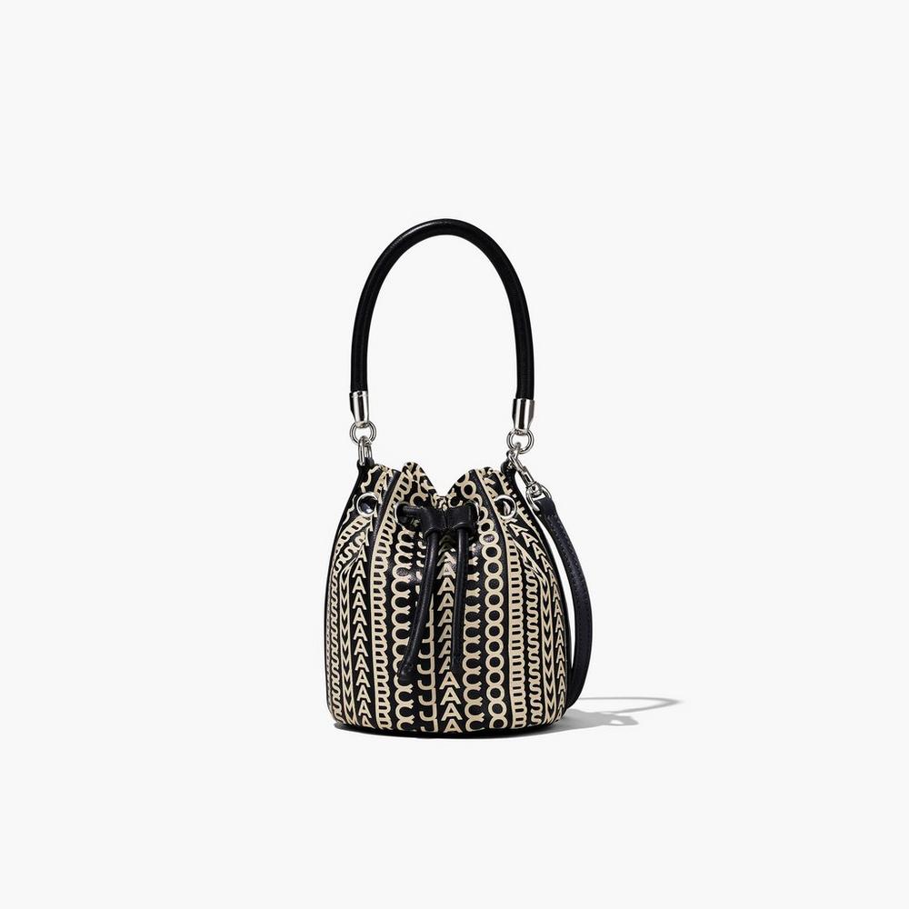 Bolso Saco Marc Jacobs Monogram Leather Micro Mujer Negras Blancas | RIQB-78523