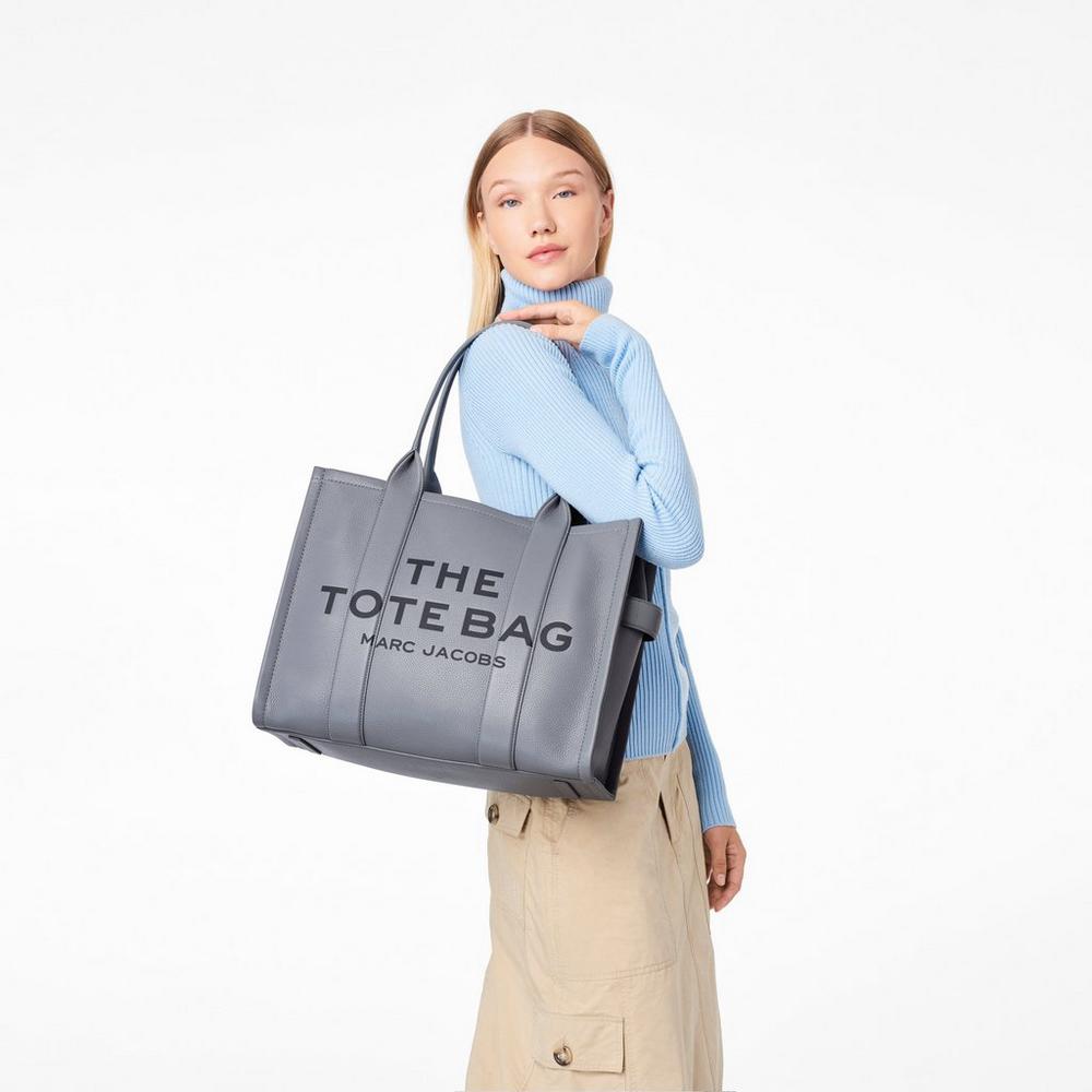 Bolso Tote Marc Jacobs Leather Large Mujer Gris | VDZB-17862