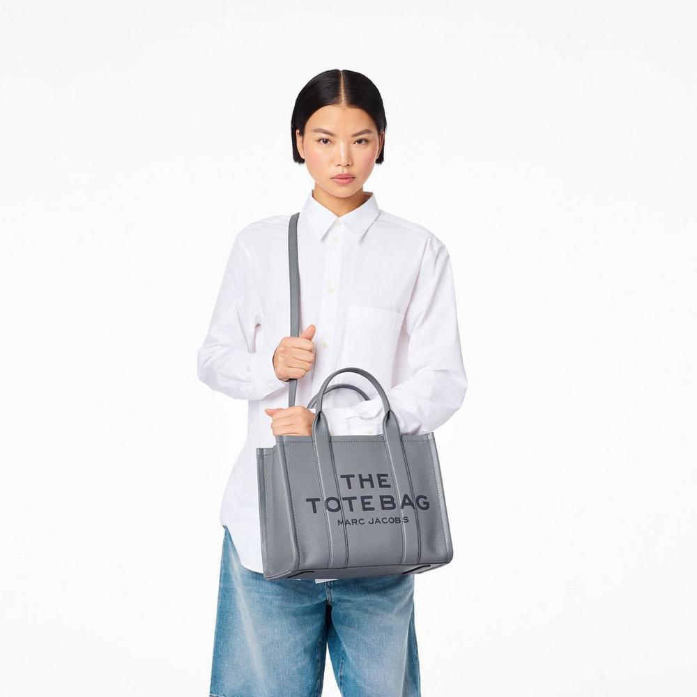 Bolso Tote Marc Jacobs Leather Medium Mujer Gris | GBAV-21849