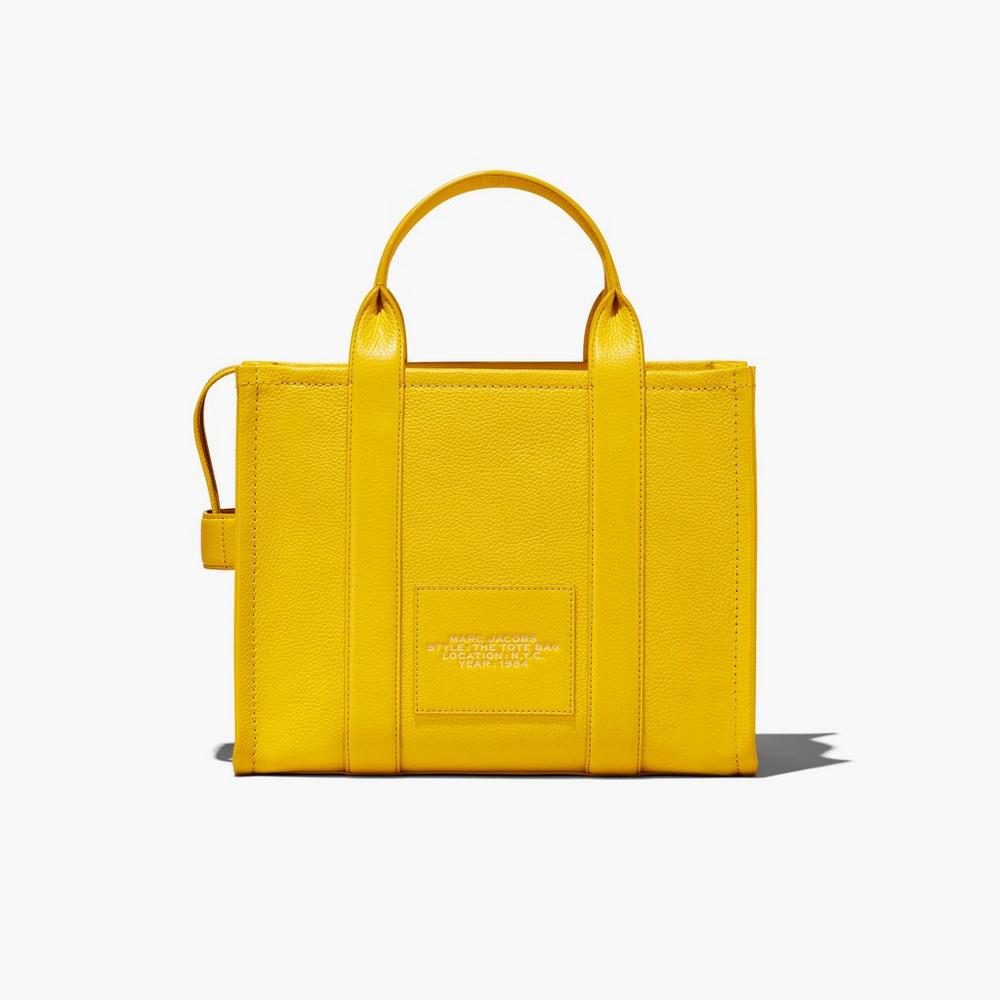 Bolso Tote Marc Jacobs Leather Medium Mujer Amarillo | KNSX-76245