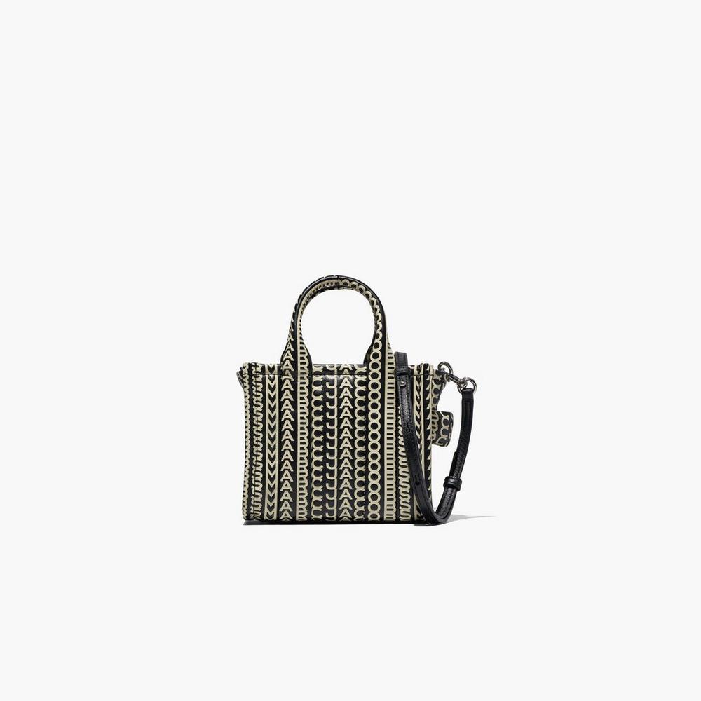 Bolso Tote Marc Jacobs Monogram Leather Micro Tote Mujer Negras Blancas | ZLOA-56102