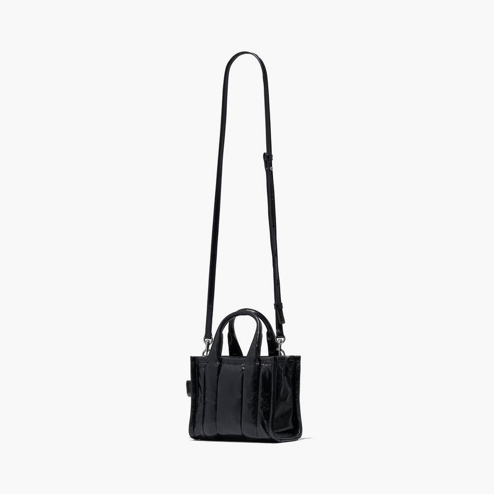 Bolso Tote Marc Jacobs Shiny Crinkle Micro Tote Mujer Negras | MYFH-78249