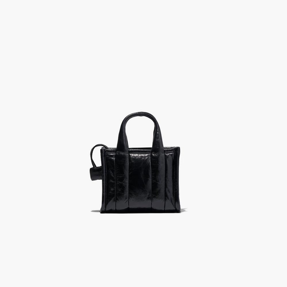 Bolso Tote Marc Jacobs Shiny Crinkle Micro Tote Mujer Negras | MYFH-78249