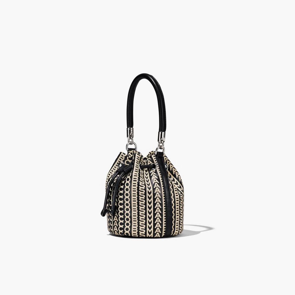 Bolsos Cruzados Marc Jacobs Monogram Leather Micro Mujer Negras Blancas | HBQV-10835