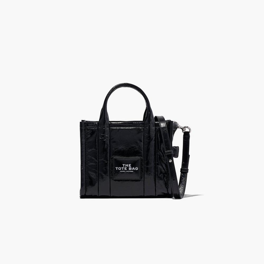 Bolsos Cruzados Marc Jacobs Shiny Crinkle Mini Tote Mujer Negras | HRMW-03694