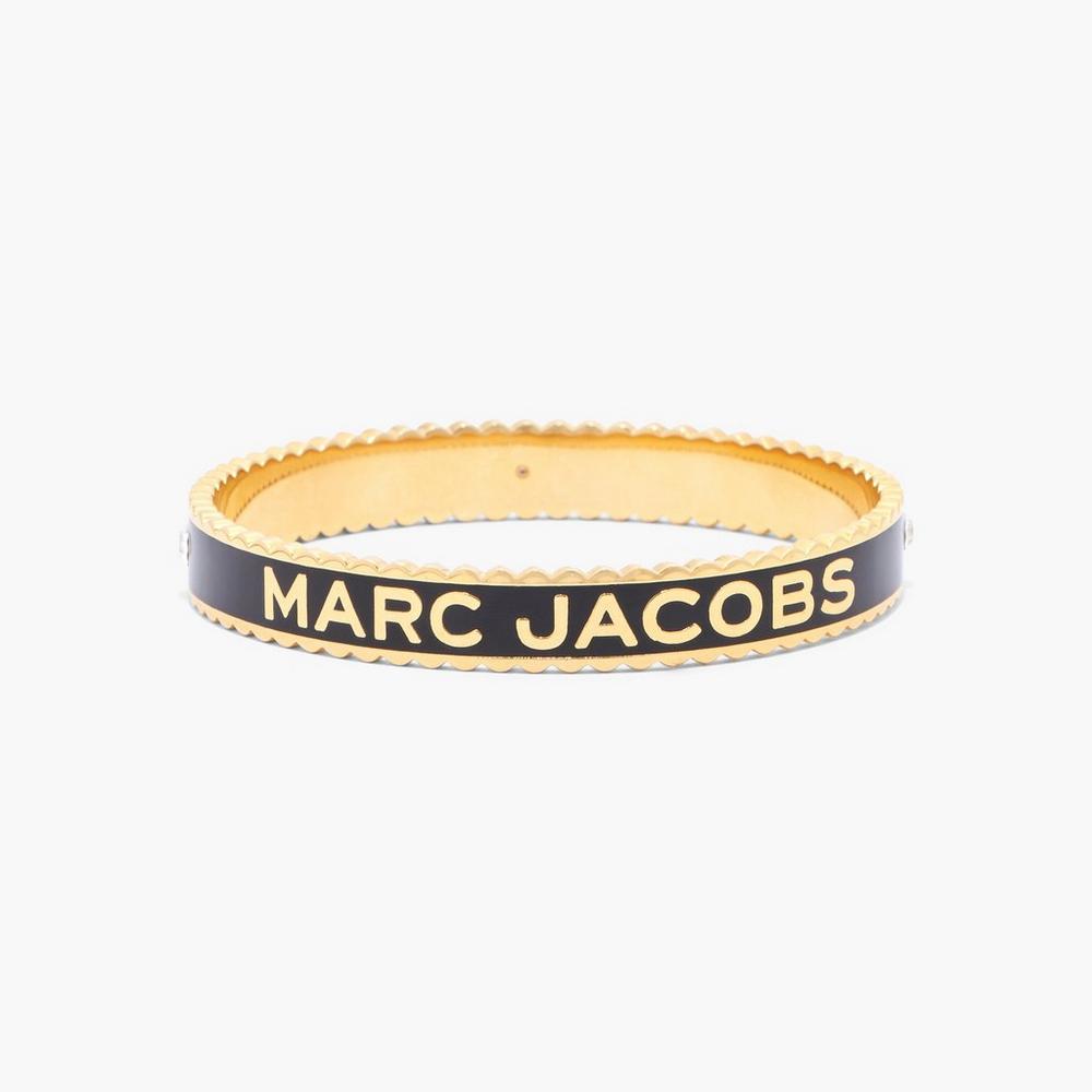 Brazaletes Marc Jacobs Medallion Large Mujer Negras Doradas | FCLN-03946