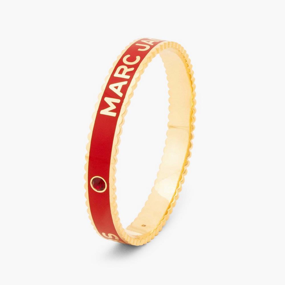 Brazaletes Marc Jacobs Medallion Large Mujer Rojas Doradas | KLPD-76250