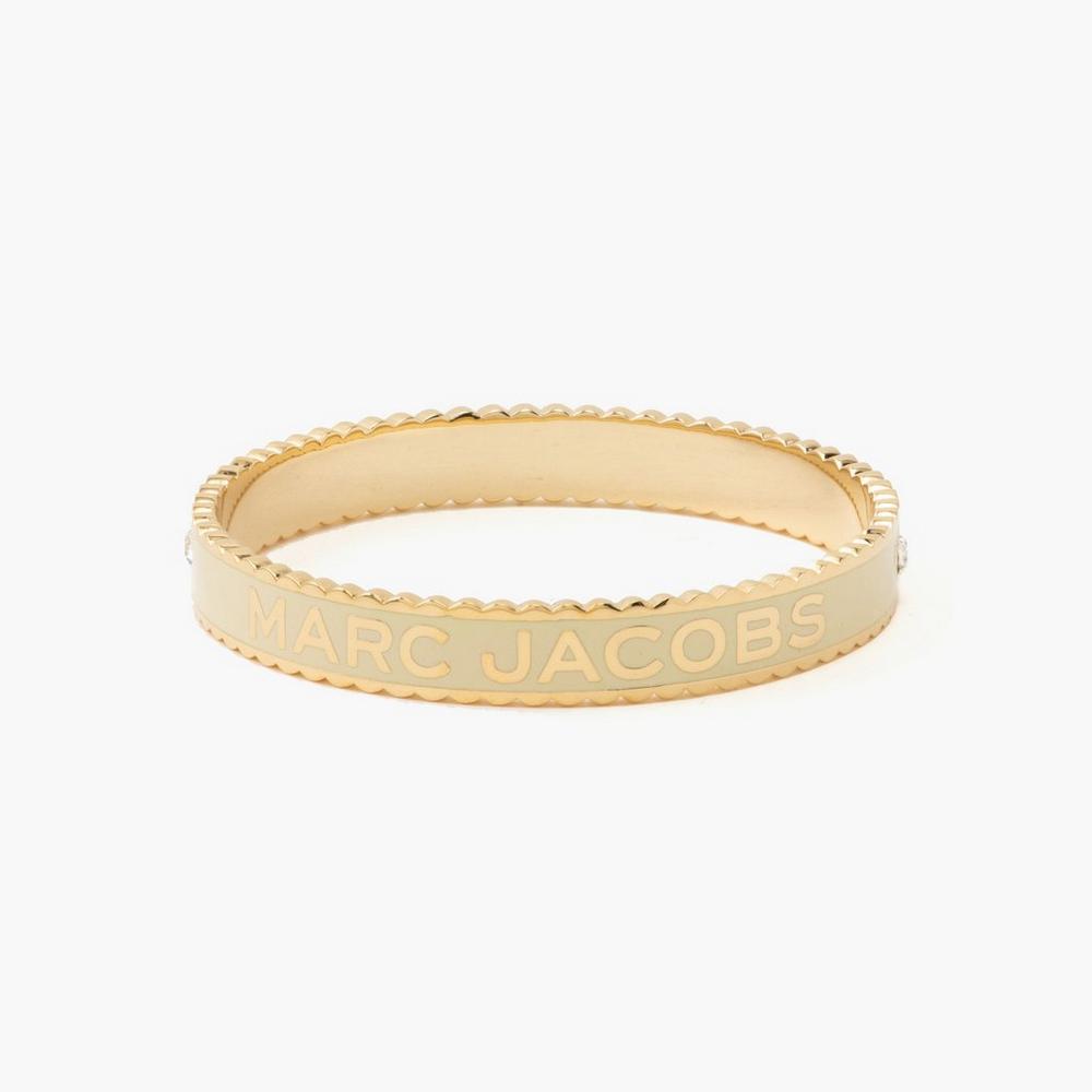 Brazaletes Marc Jacobs Medallion Large Mujer Creme Doradas | ZFSY-31652