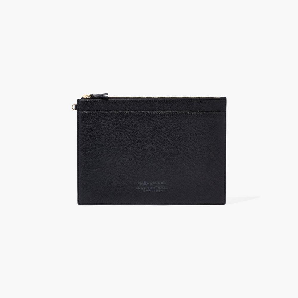 Carteras Grandes Marc Jacobs Leather Wristlet Mujer Negras | CDHJ-07864