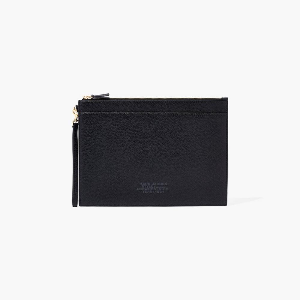 Carteras Grandes Marc Jacobs Leather Wristlet Mujer Negras | CDHJ-07864