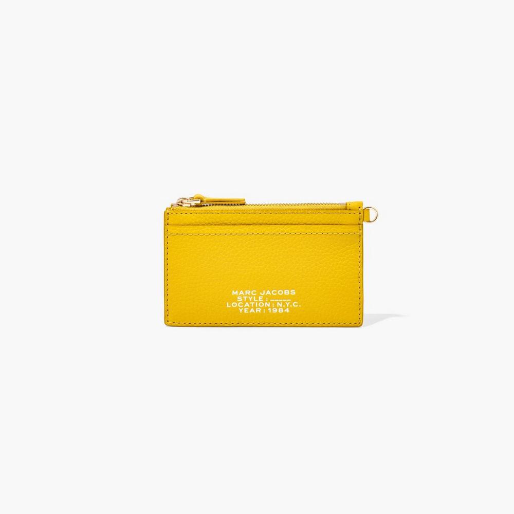 Carteras Pequeñas Marc Jacobs Leather Top Zip Wristlet Mujer Amarillo | BHOC-02613