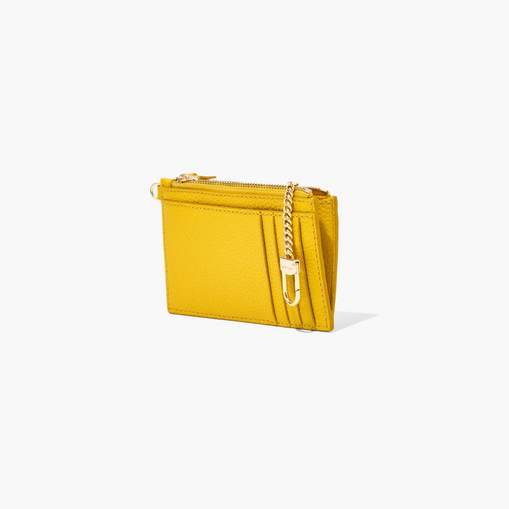 Carteras Pequeñas Marc Jacobs Leather Top Zip Wristlet Mujer Amarillo | BHOC-02613