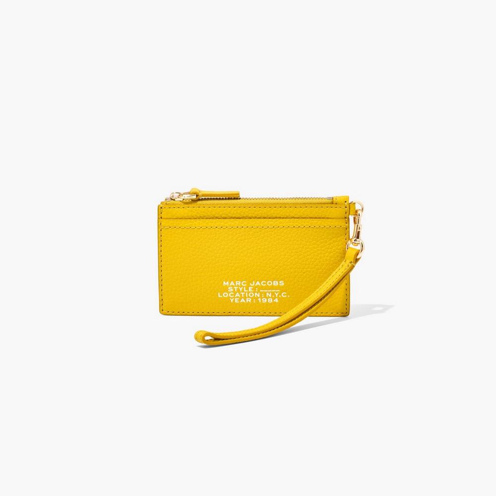 Carteras Pequeñas Marc Jacobs Leather Top Zip Wristlet Mujer Amarillo | BHOC-02613