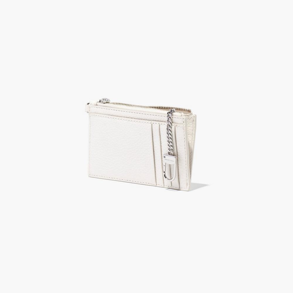 Carteras Pequeñas Marc Jacobs Leather Top Zip Wristlet Mujer Blancas | NRBO-24091