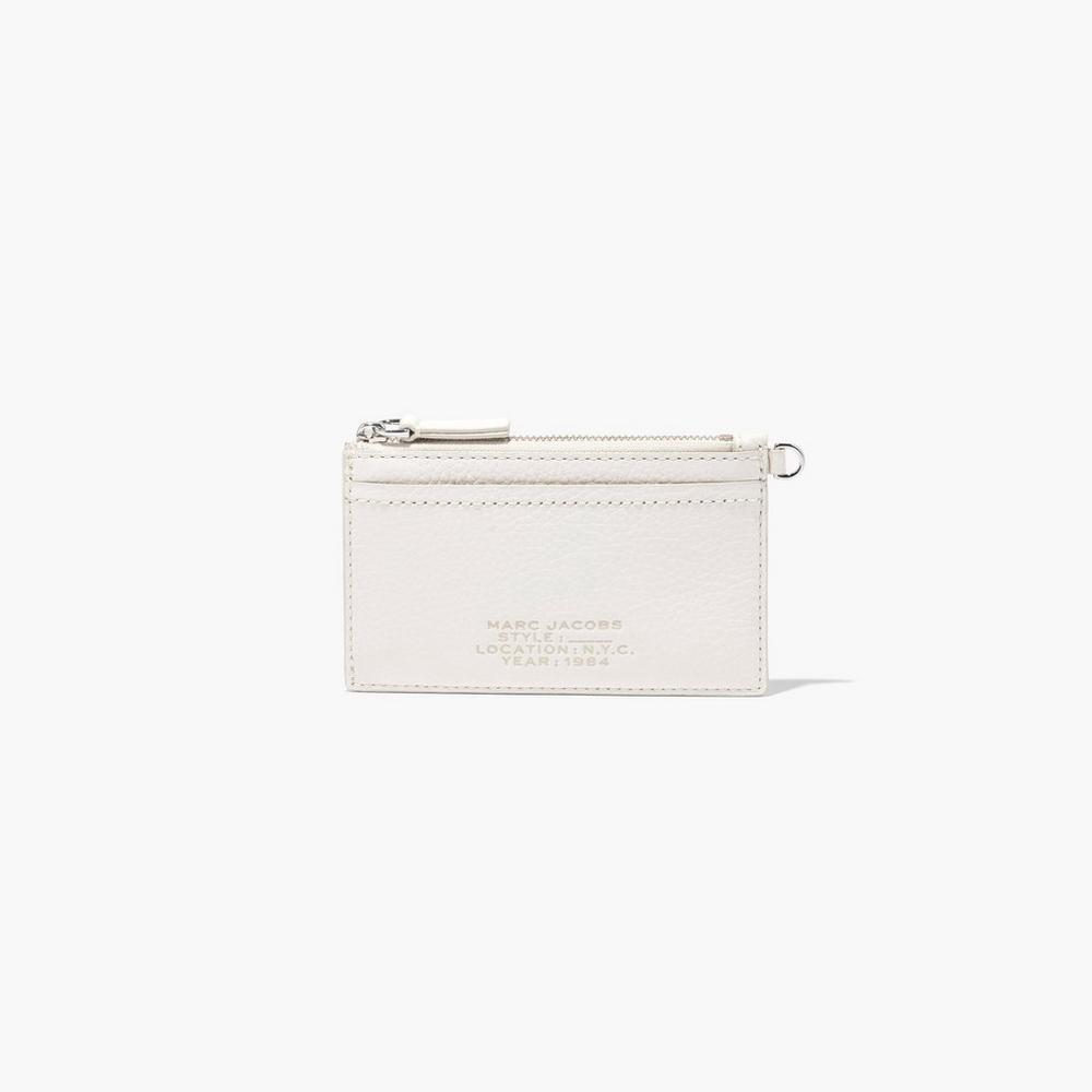 Carteras Pequeñas Marc Jacobs Leather Top Zip Wristlet Mujer Blancas | NRBO-24091