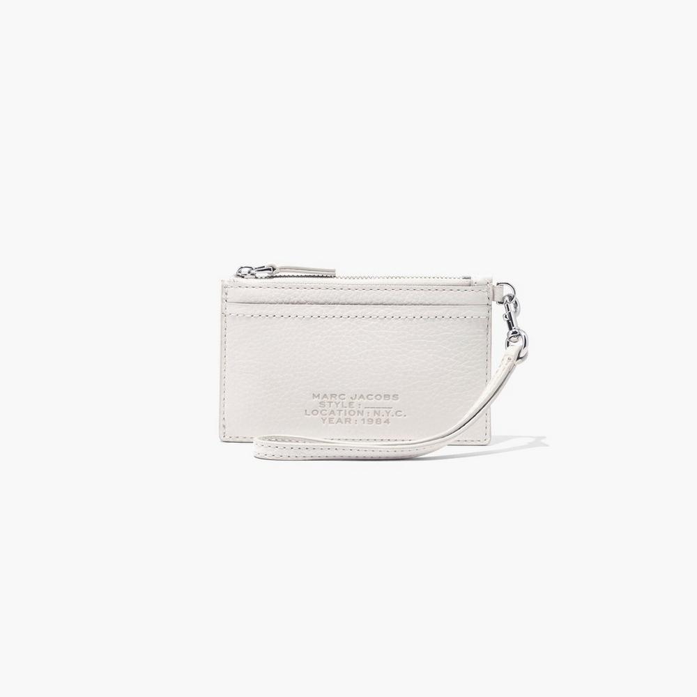 Carteras Pequeñas Marc Jacobs Leather Top Zip Wristlet Mujer Blancas | NRBO-24091