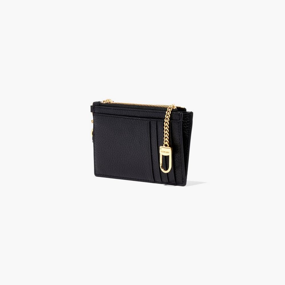 Carteras Pequeñas Marc Jacobs Leather Top Zip Wristlet Mujer Negras | PETX-69418