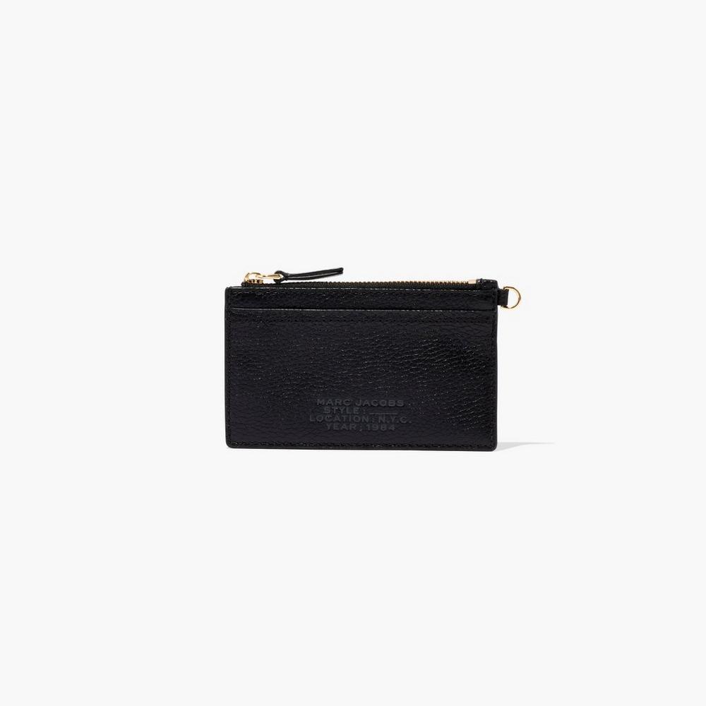 Carteras Pequeñas Marc Jacobs Leather Top Zip Wristlet Mujer Negras | PETX-69418