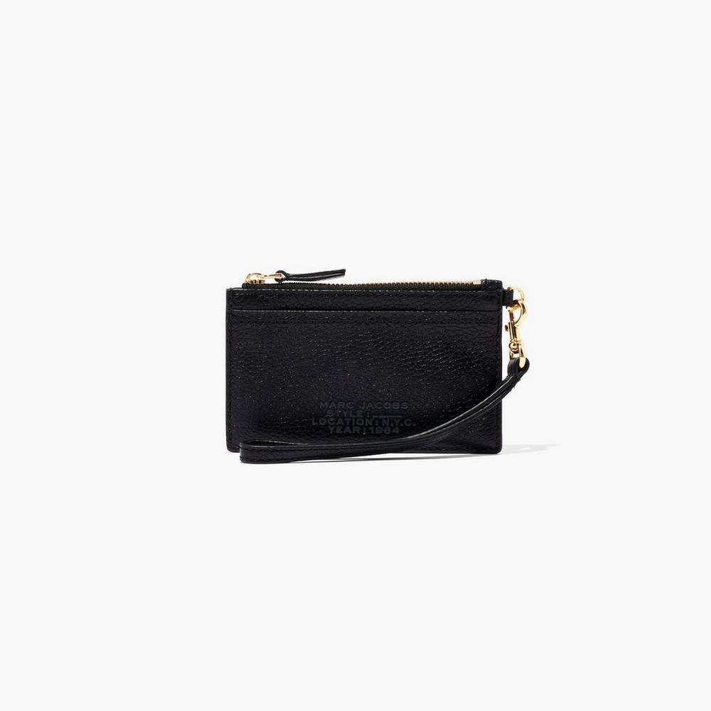 Carteras Pequeñas Marc Jacobs Leather Top Zip Wristlet Mujer Negras | PETX-69418