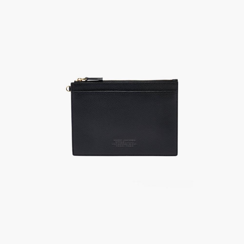 Carteras Pequeñas Marc Jacobs Leather Wristlet Mujer Negras | DKAV-70521