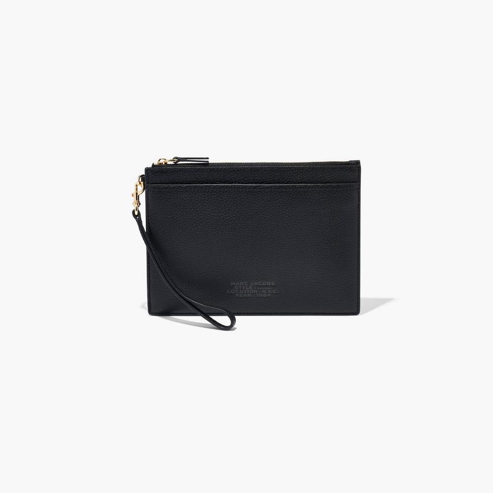 Carteras Pequeñas Marc Jacobs Leather Wristlet Mujer Negras | DKAV-70521