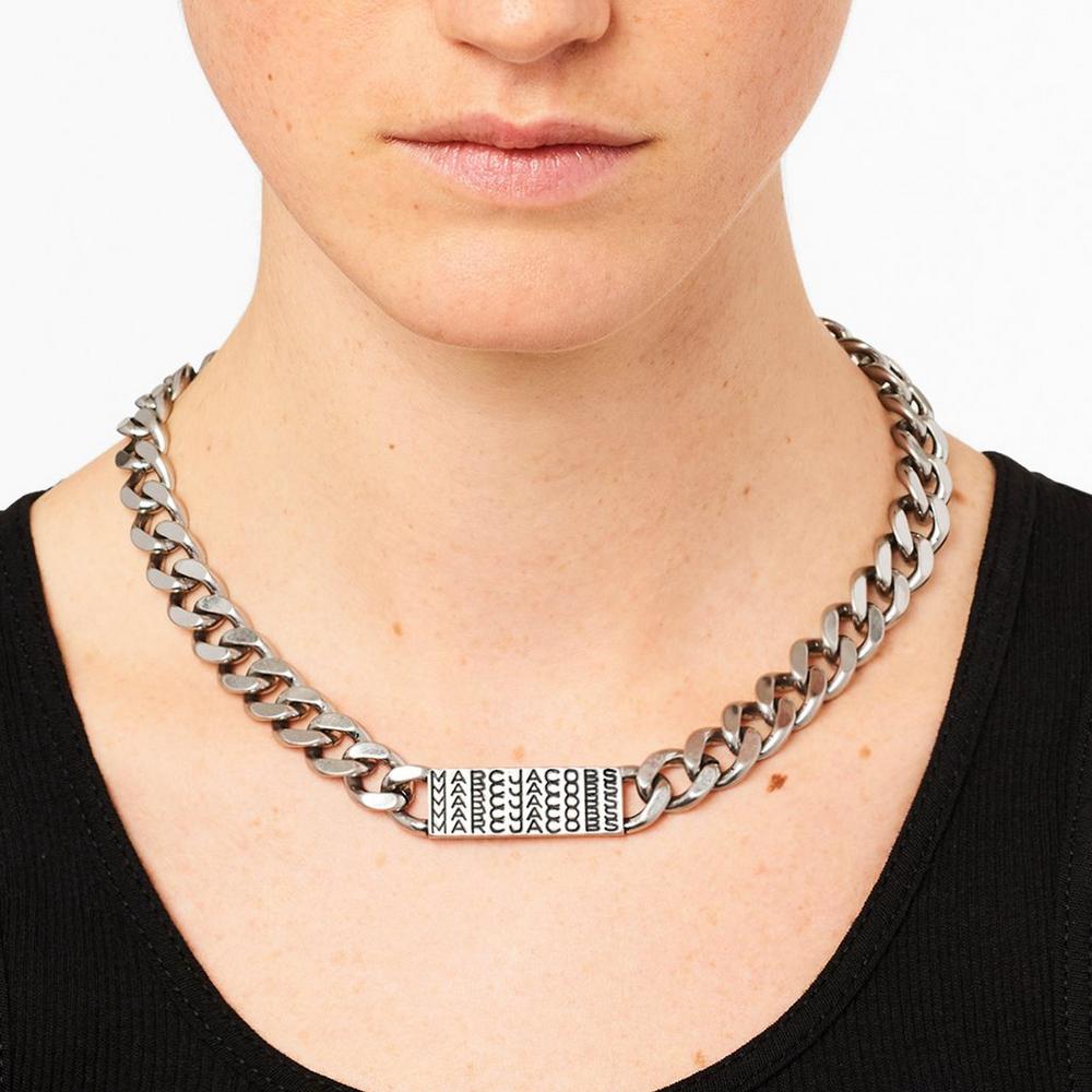 Collar Marc Jacobs Barcode Monogram ID Chain Mujer Plateadas | JLRY-87136