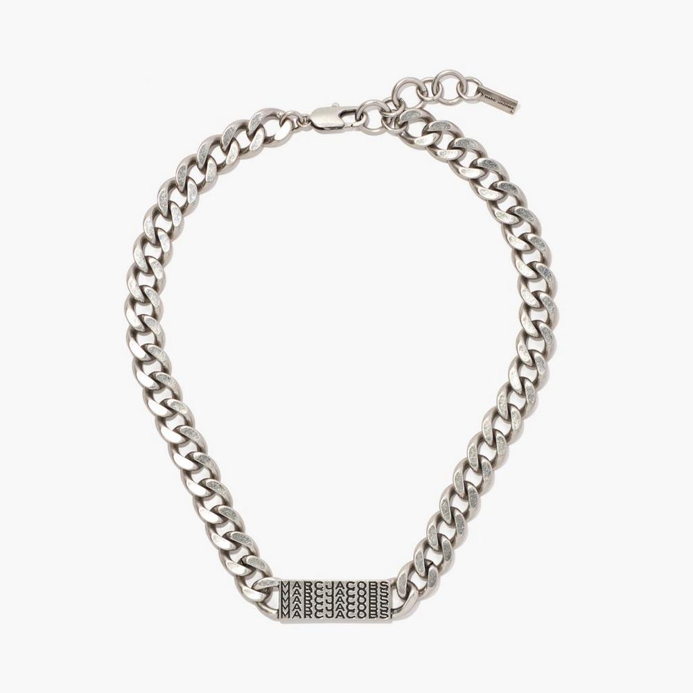 Collar Marc Jacobs Barcode Monogram ID Chain Mujer Plateadas | JLRY-87136