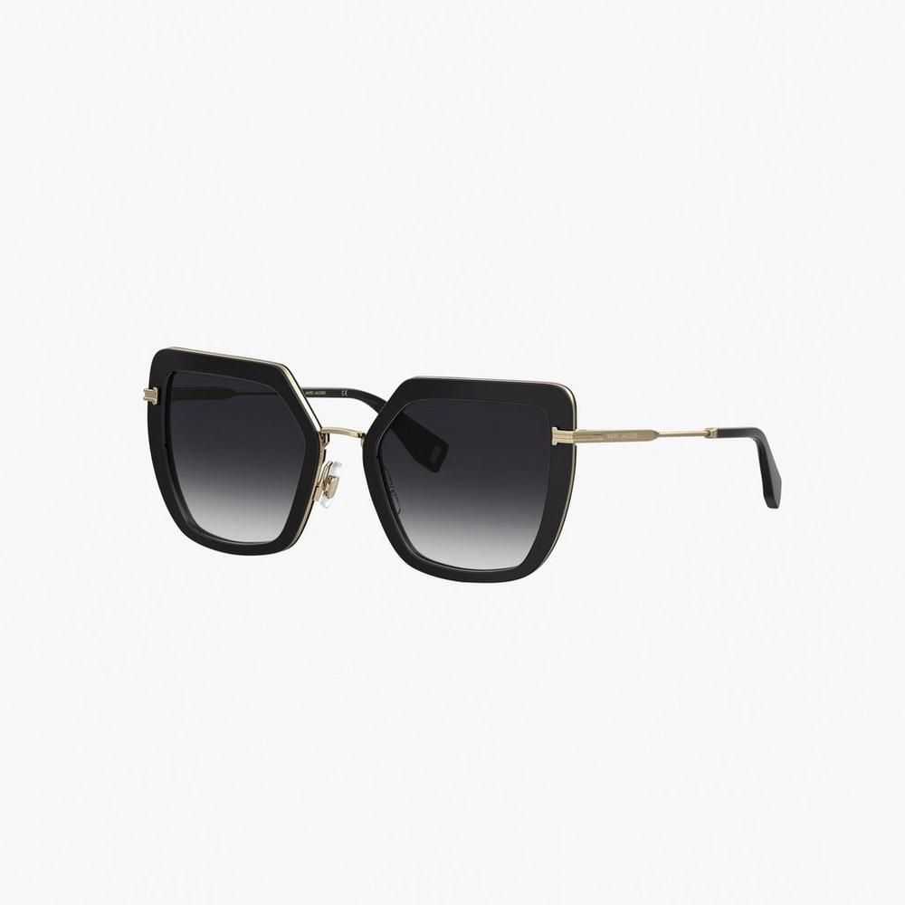 Gafas de Sol Marc Jacobs Icon Oversized Butterfly Mujer Negras Doradas | YLMB-04925