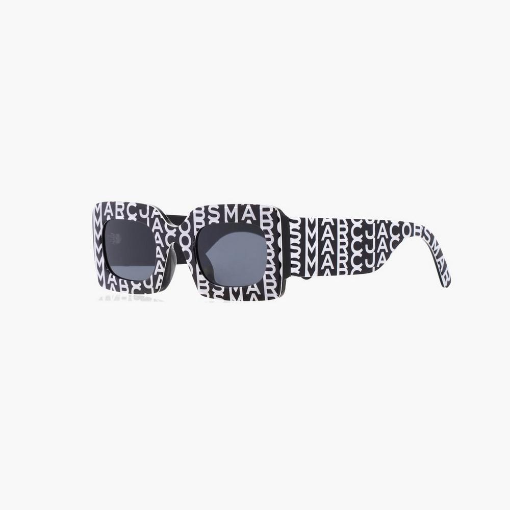 Gafas de Sol Marc Jacobs Monogram Rectangular Mujer Negras Blancas | DXHN-04527