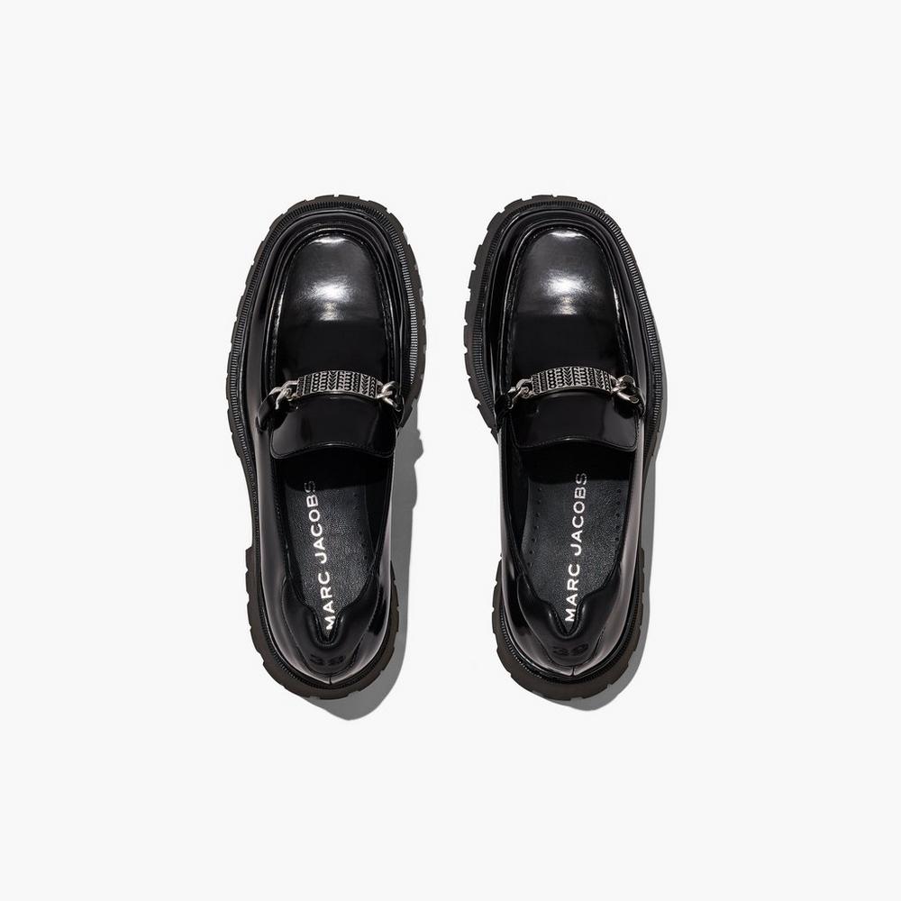 Loafers Marc Jacobs Leather Barcode Monogram Mujer Negras | JCMR-04763