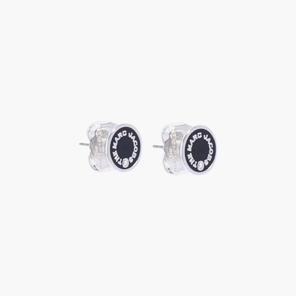 Pendientes Marc Jacobs Medallion Studs Mujer Negras Plateadas | LMUN-85407