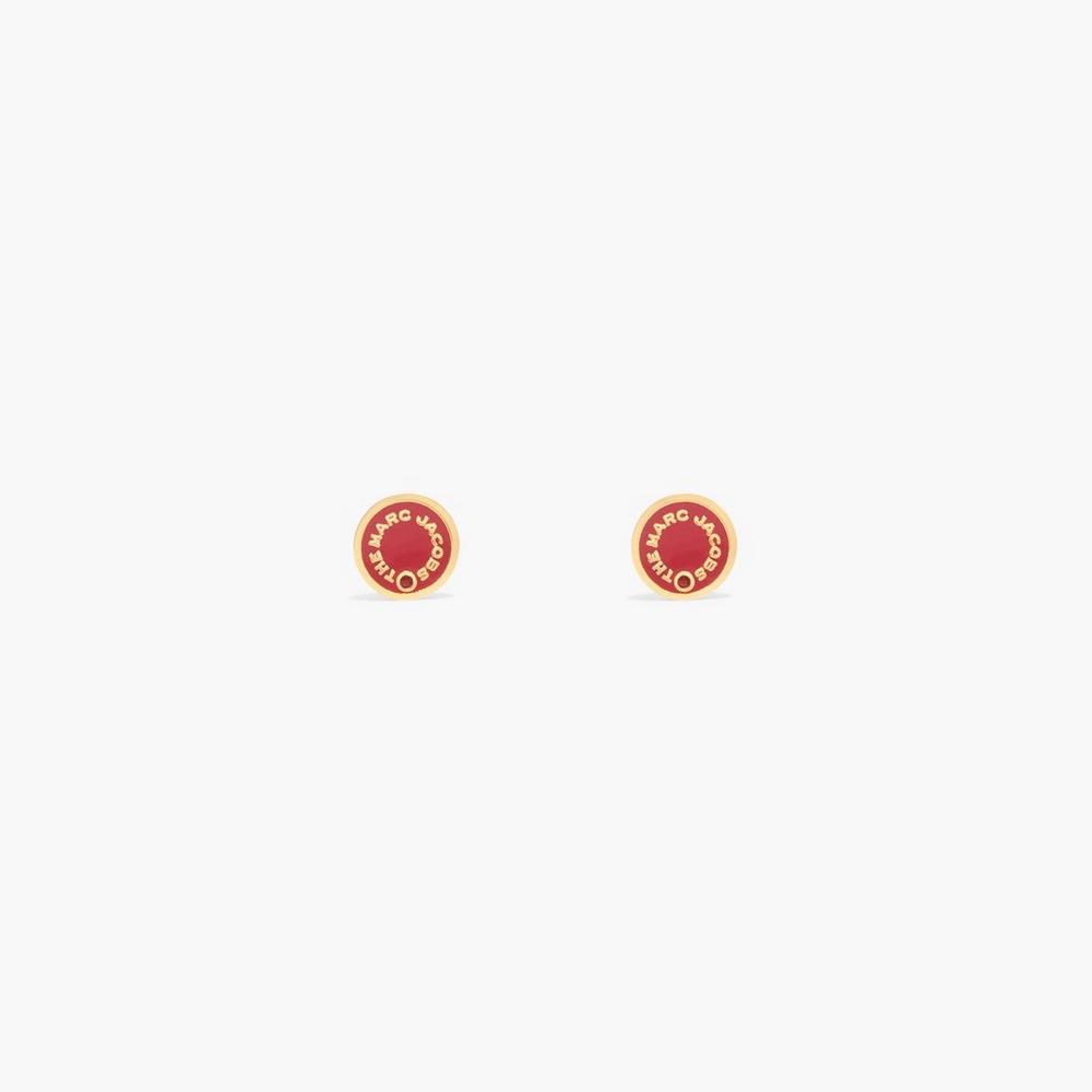 Pendientes Marc Jacobs Medallion Studs Mujer Rojas Doradas | ZUMJ-30549