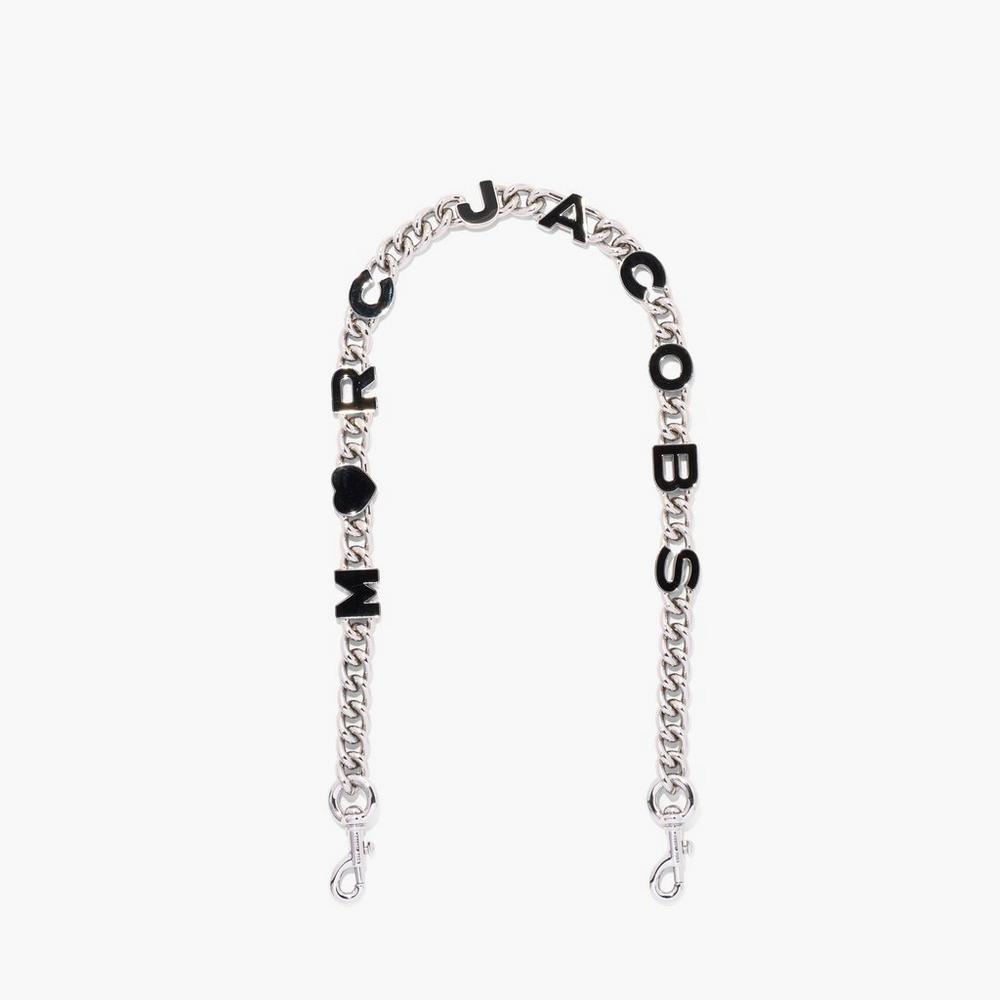 Strap Marc Jacobs Heart Charm Chain Shoulder Mujer Negras Plateadas | SOWC-25641