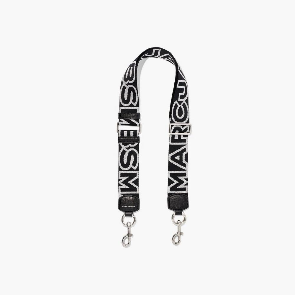 Strap Marc Jacobs Outline Logo Webbing Mujer Negras Plateadas | KGMY-62405