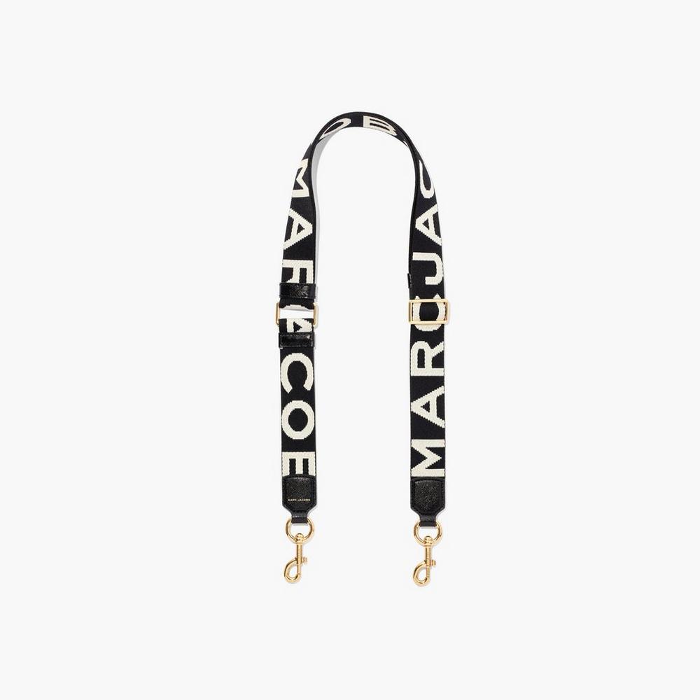 Strap Marc Jacobs Thin Logo Webbing Mujer Negras Blancas | XCSZ-01576