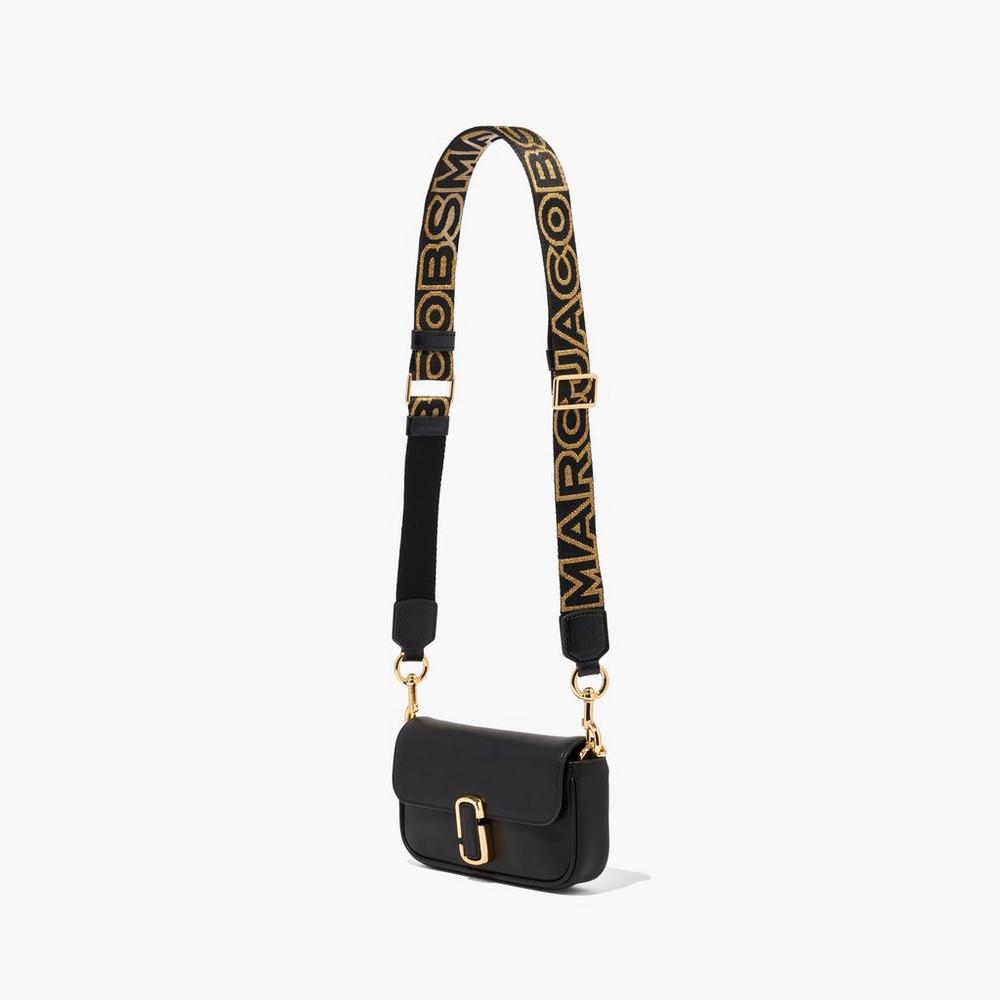 Strap Marc Jacobs Thin Outline Logo Webbing Mujer Negras Doradas | THJY-96034