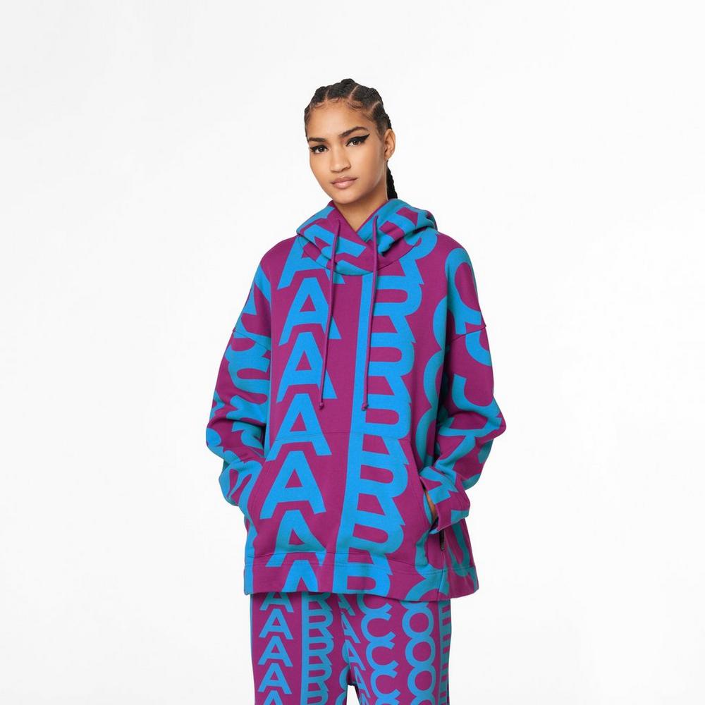 Sudadera Con Capucha Marc Jacobs Monogram Oversized Mujer Moradas Azules | AYMJ-73980