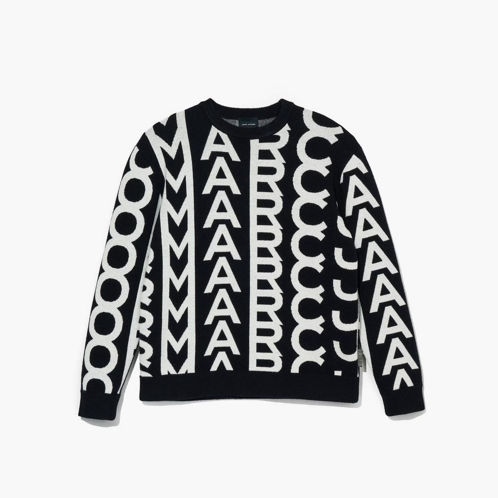 Suéteres Marc Jacobs Monogram Oversized Crewneck Mujer Negras | AYQN-28754