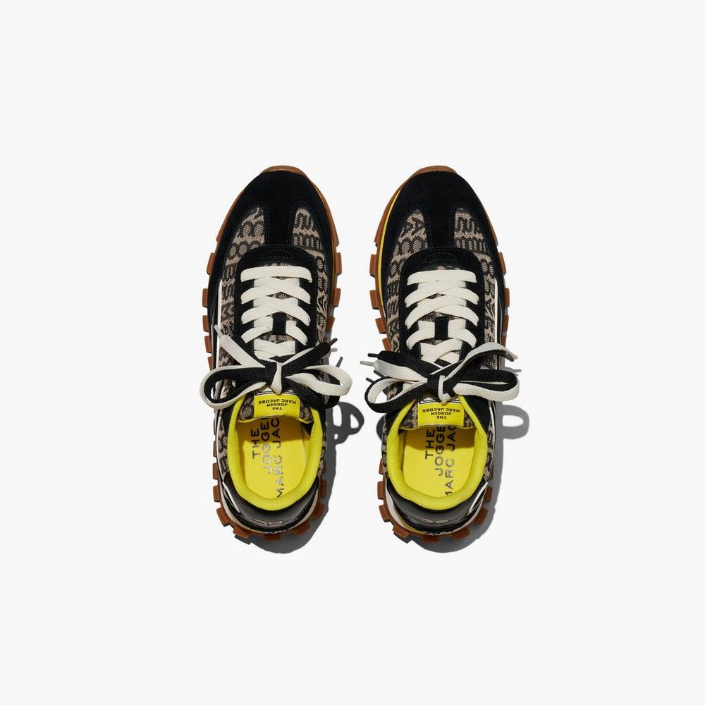 Zapatillas Marc Jacobs Monogram Jogger Mujer Negras Amarillo | QEDP-73528