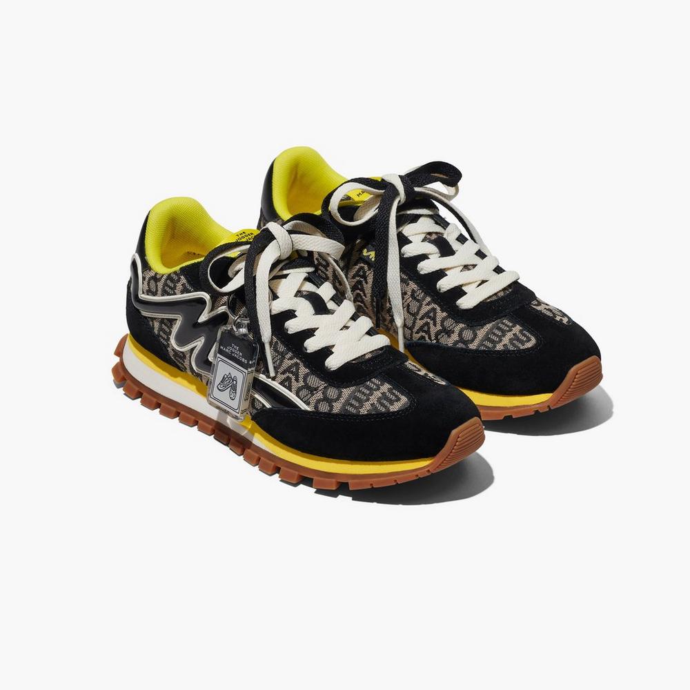 Zapatillas Marc Jacobs Monogram Jogger Mujer Negras Amarillo | QEDP-73528