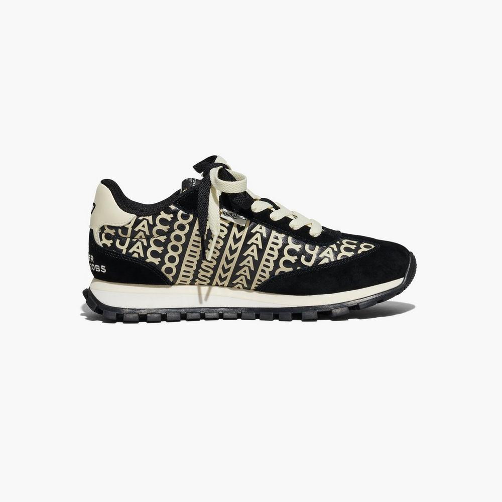 Zapatillas Marc Jacobs Monogram Leather Jogger Mujer Negras Blancas | YFVG-69045